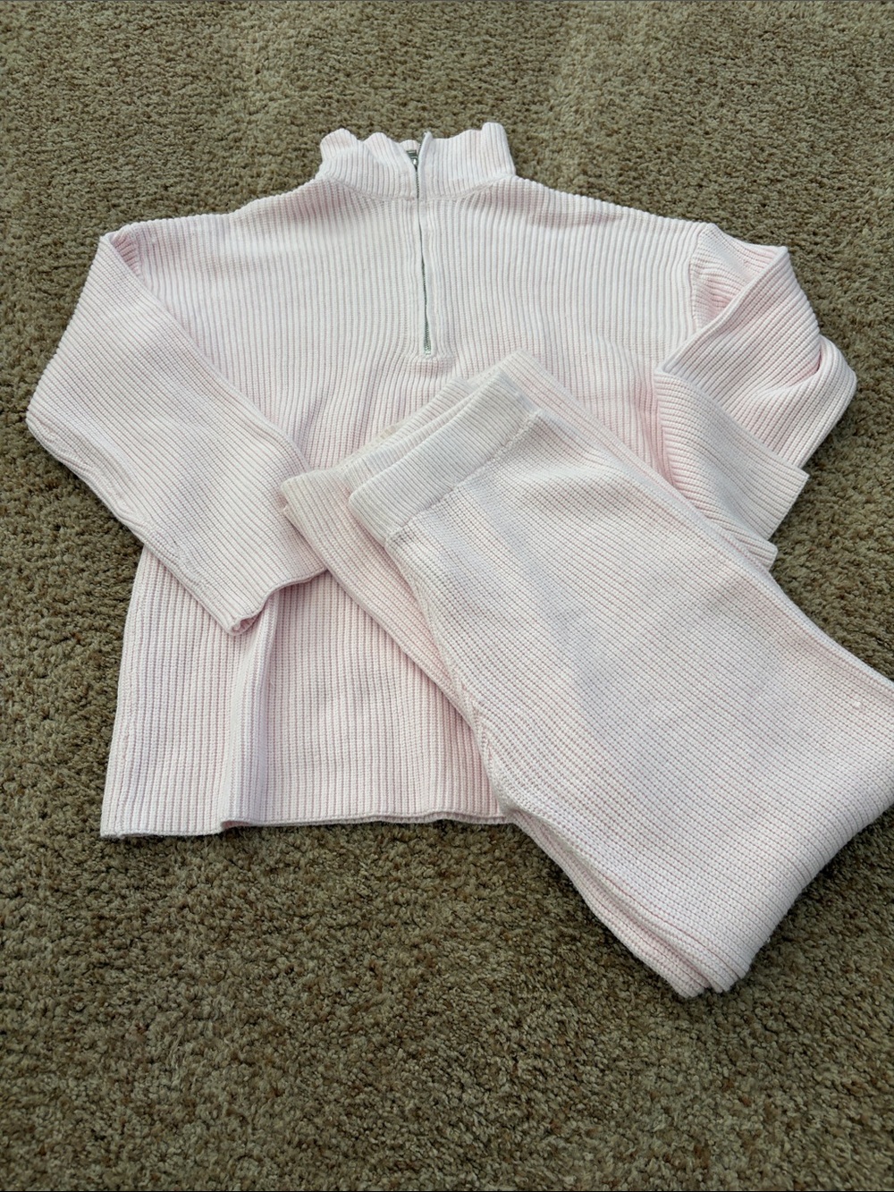 SHEIN Light Pink Ribbed Knit Two-Piece Set